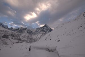 Annapurna base camp trek snow covered mountain