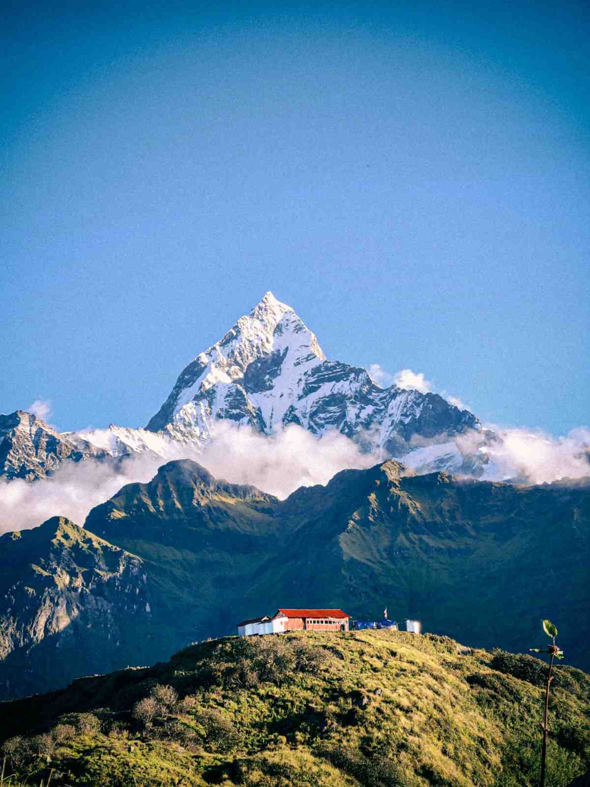 Fishtail peak view from a ridge lodge on the Mardi Himal Trek