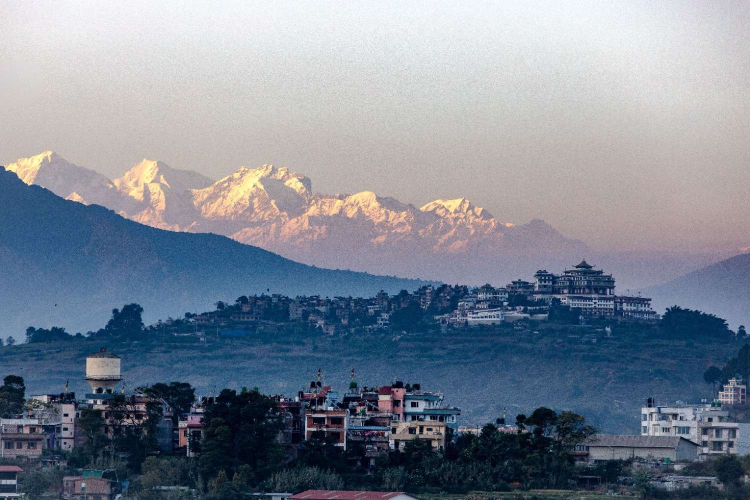 Kathmandu valley skyline with snow-capped Himalayas